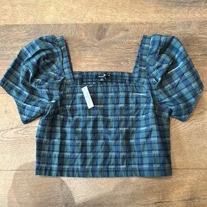 NWT Madewell Hopewell Puff-Sleeve Crop Top, XS